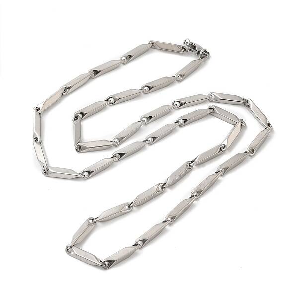 Non-Tarnish 201 Stainless Steel Rectangle Bar Link Chain Necklace