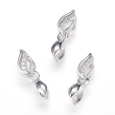 Long-Lasting Plated Brass Micro Pave Cubic Zirconia Ice Pick Pinch Bails