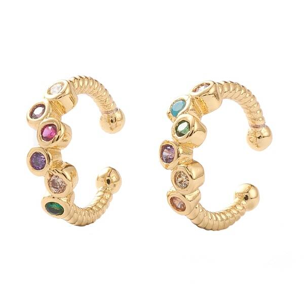 Brass Micro Pave Cubic Zirconia Cuff Earrings