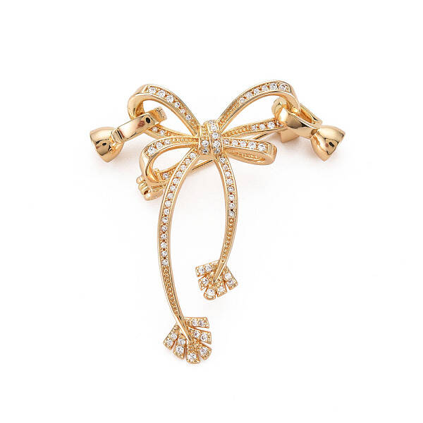Brass Micro Pave Clear Cubic Zirconia Brooch Findings