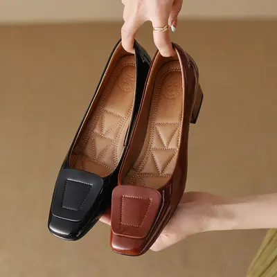 CHIKO Nakeita Square Toe Block Heels Pumps Shoes