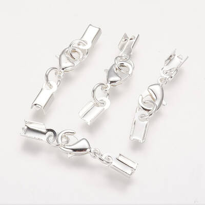 Rack Plating Brass Lobster Claw Clasps with Clip Ends