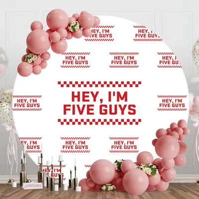 White Red Im Five Guys 5th Birthday Round Backdrop - Aperturee