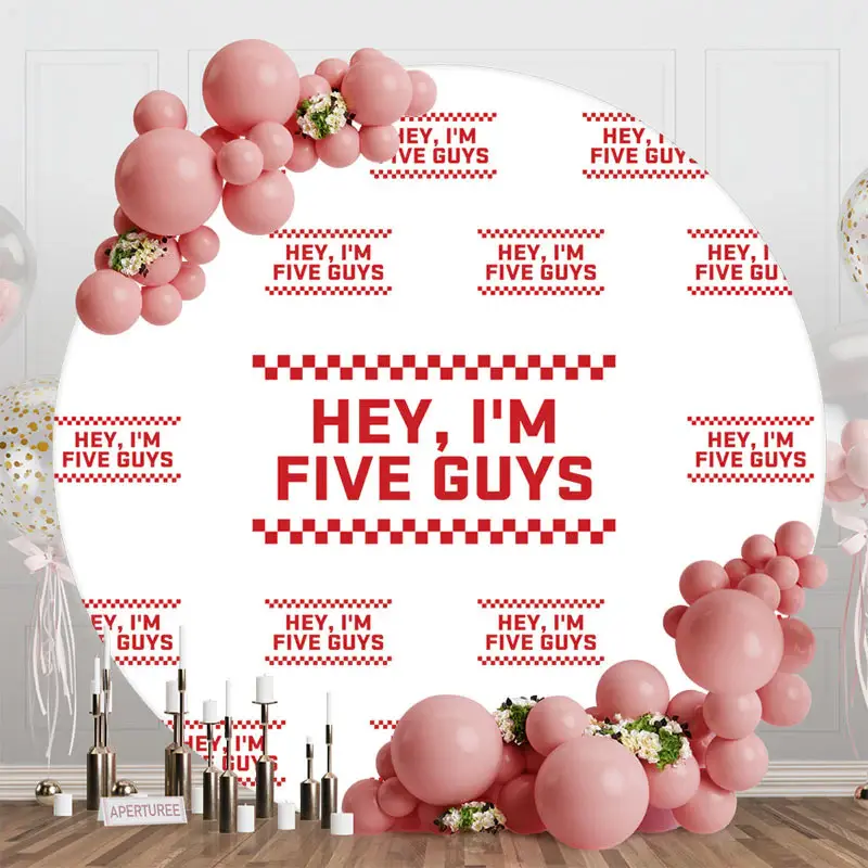 White Red Im Five Guys 5th Birthday Round Backdrop - Aperturee