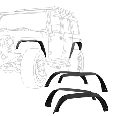 OEDRO 4 PCS Front & Rear Fender Flares for 2007-2018 Jeep Wrangler JK & JKU Unlimited