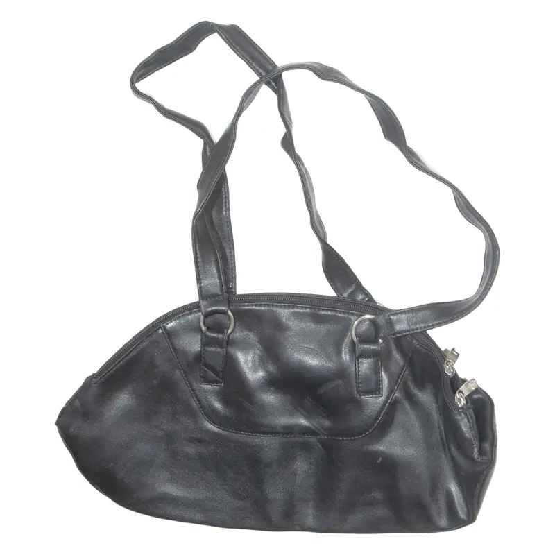 Womens Shoulder Bag Black Leather 90s