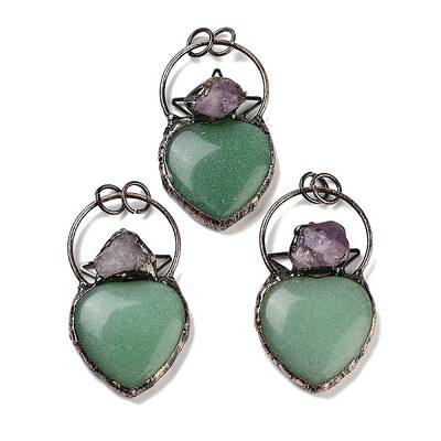 Natural Green Aventurine & Amethyst Big Pendants