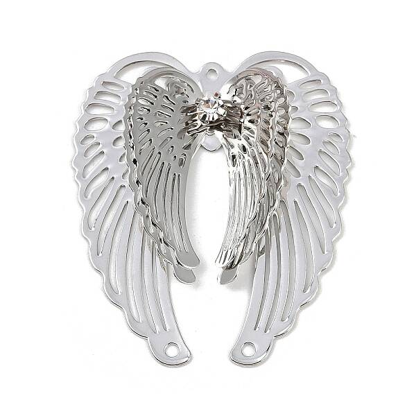 Brass Crystal Rhinestone 3D Hollow Angel Wings Chandelier Component Links