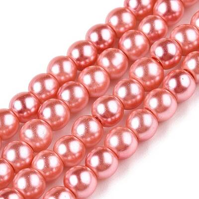 Baking Painted Pearlized Glass Pearl Round Bead Strands