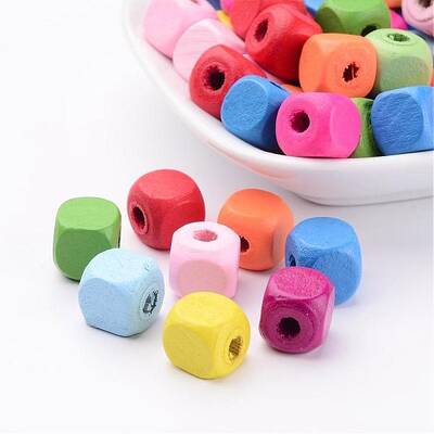 Dyed Natural Wood Beads