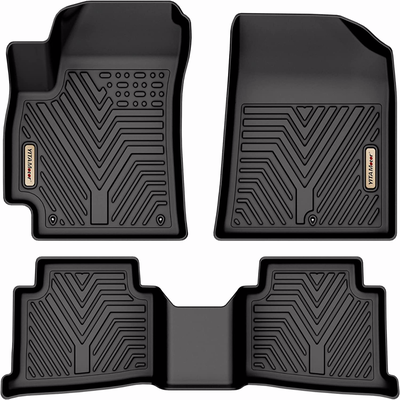 YITAMOTOR® 2021-2025 Kia Seltos, Front & Rear Row Floor Mats Black All-Weather Car Mats