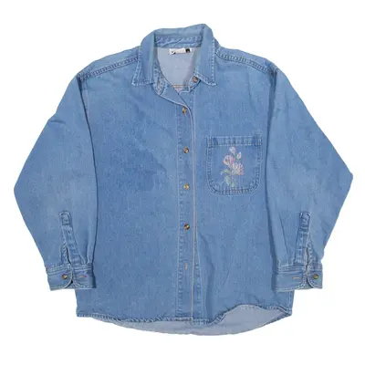 A.C. CLOTHING Denim Shirt Blue Long Sleeve Womens M