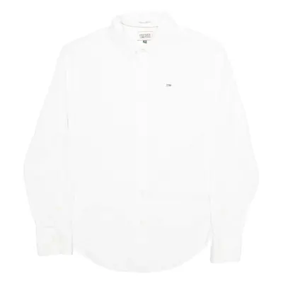 HILFIGER DENIM Mens Plain Shirt White Long Sleeve S