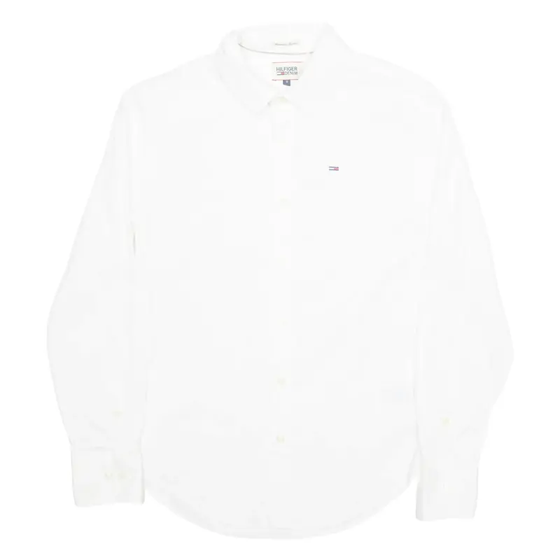 HILFIGER DENIM Mens Plain Shirt White Long Sleeve S