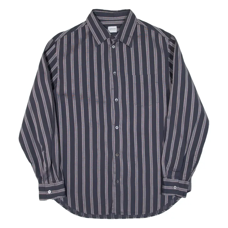 ARMANI COLLEZIONI Mens Shirt Grey Striped Long Sleeve L