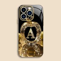 Suitable for [iPhone 15 Pro Max] New high-end gold letter electroplated gold edge mobile phone case new business simple explo...
