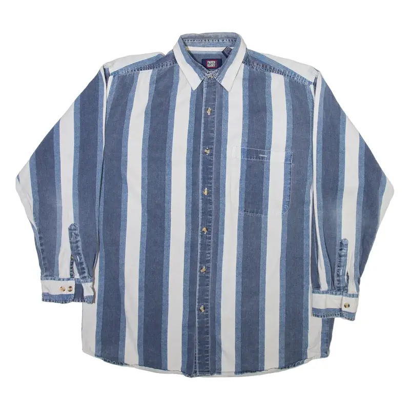 FADED GLORY Mens Shirt Blue Striped Long Sleeve L