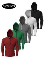 Men's Solid Color Long Sleeve Sports Top, Sporty Breathable Comfortable Hooded Top for Gym Workout Running, Compression Tops,...