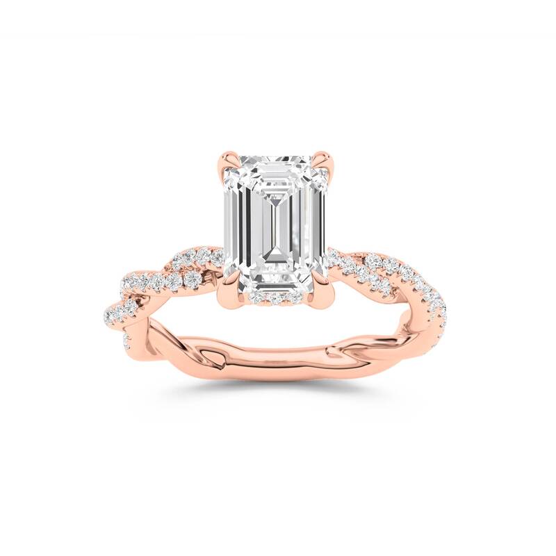 ChiraTan Emerald Cut Lab Grown Diamond Engagement Ring | 18K Rose Gold 1 3/8 CT. TW.