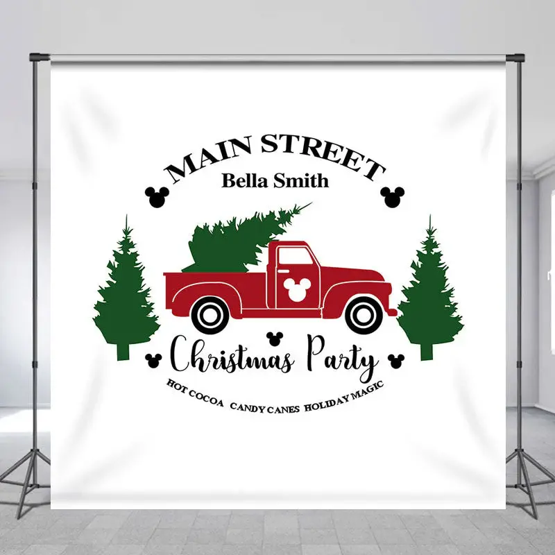 Custom Name Main Street Truck Christmas Backdrop - Aperturee