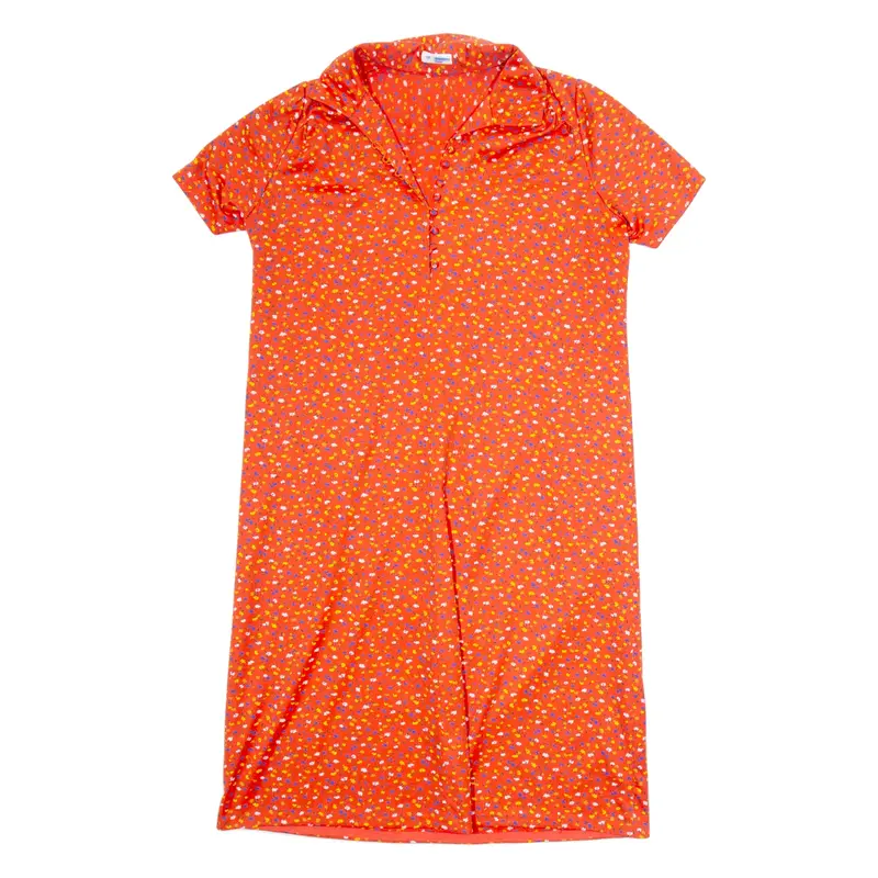 Womens Shift Dress Red Floral Short Sleeve Midi M