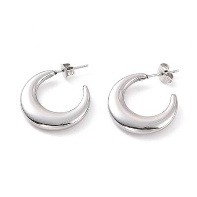 Non-Tarnish 304 Stainless Steel Crescent Moon Stud Earrings for Women