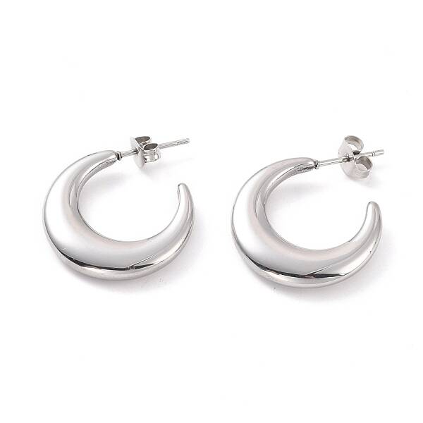 Non-Tarnish 304 Stainless Steel Crescent Moon Stud Earrings for Women