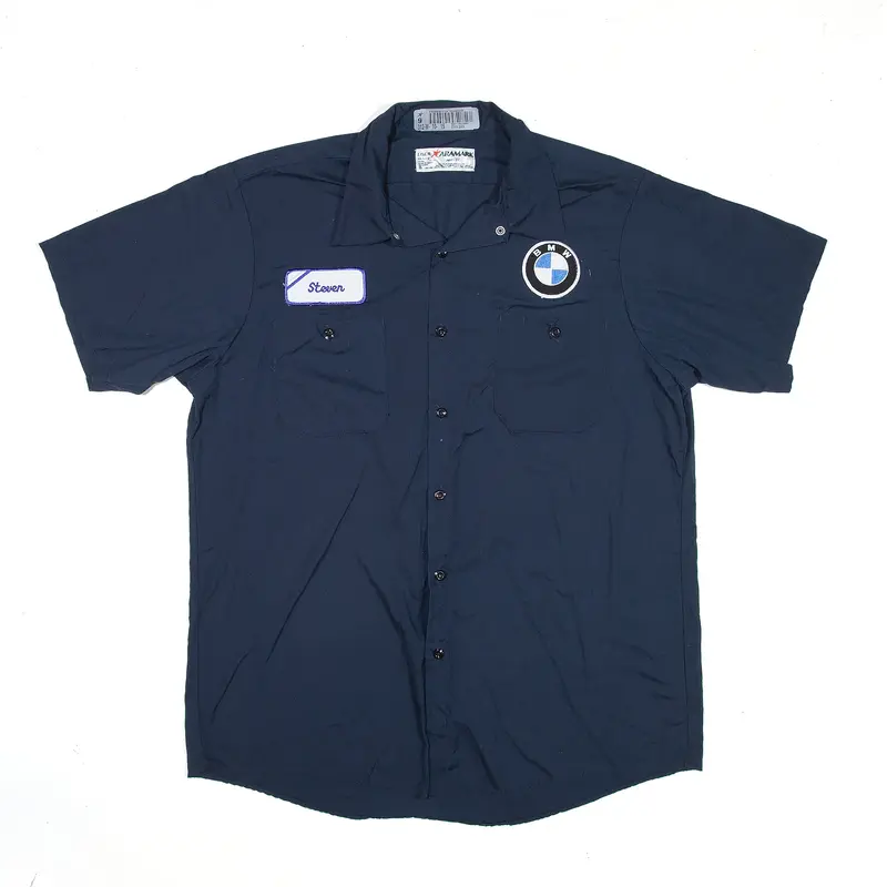 ARAMARK Bmw Worker Shirt Blue Short Sleeve Mens M
