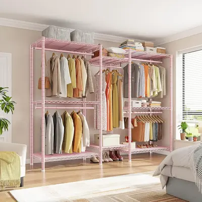 Raybee Furniture Clothes Rack Heavy Duty Clothing Rack Load 835LBS Clothing Racks for Hanging Clothes Rack Metal Garment Rack...