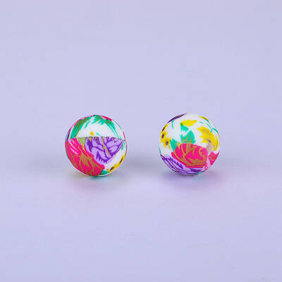 Printed Round Silicone Focal Beads