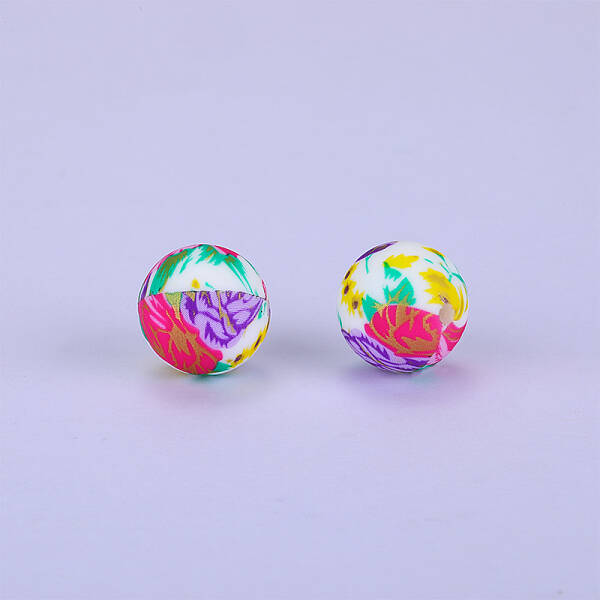 Printed Round Silicone Focal Beads