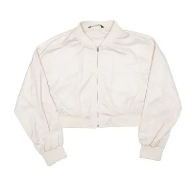 ZARA Cropped Bomber Jacket Cream Womens M