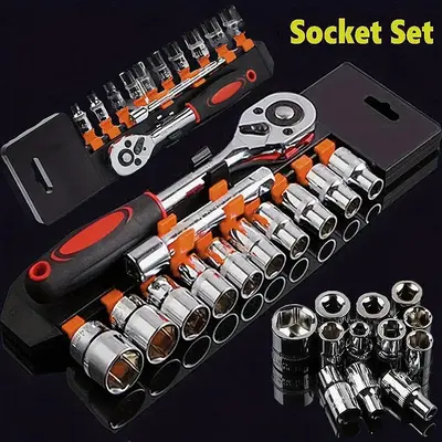1/4 Wrench Socket Set, Multipurpose Car Boat Motorcycle Bicycle Repairing Tool, Professional Hand Tool Set for Home & Office
