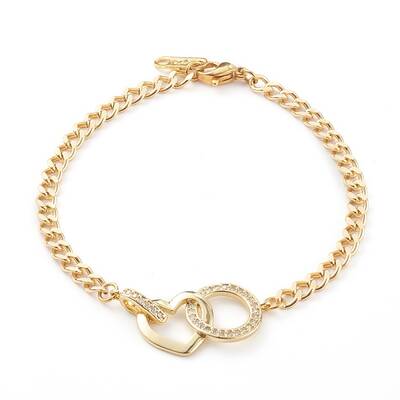 Brass Micro Pave Clear Cubic Zirconia Link Bracelets