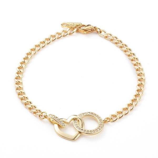 Brass Micro Pave Clear Cubic Zirconia Link Bracelets