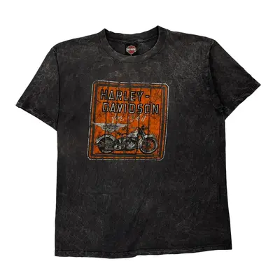 Harley Davidson Graphic T-Shirt - Large Black Cotton