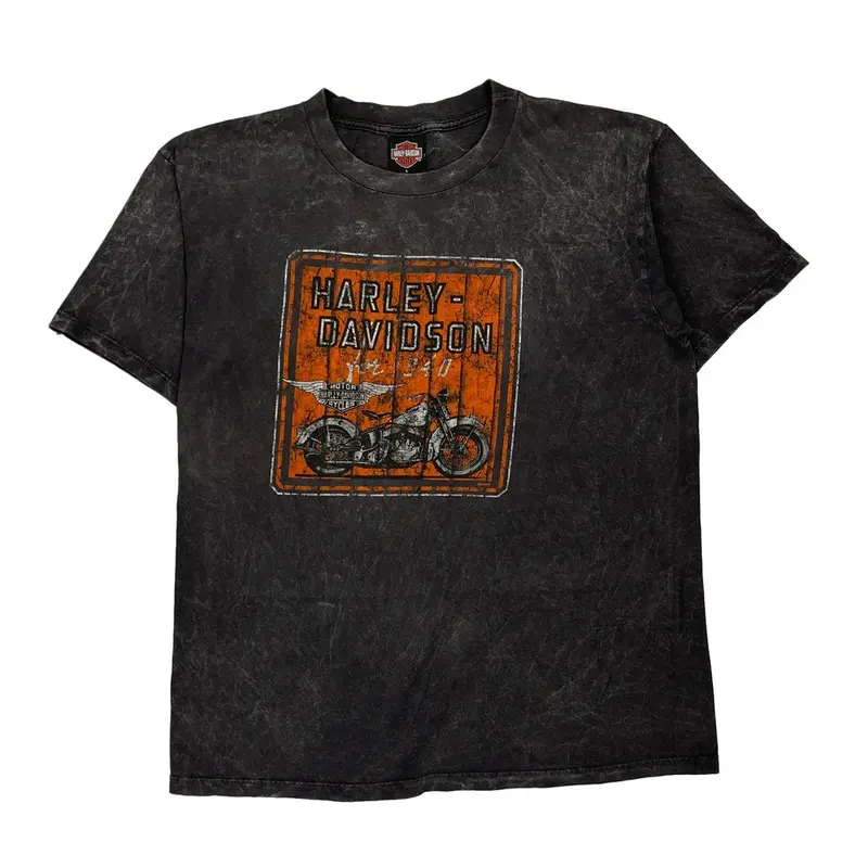 Harley Davidson Graphic T-Shirt - Large Black Cotton