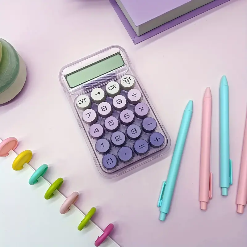 Large 10-digital Display Battery Powered Transparent Calculator (without Battery), Cute Aesthetic Design with Responsive Butt...