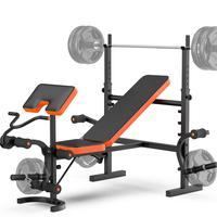 Weight Bench Set with Leg Extension No Weight Plates Included, 6 in 1 Olympic Weight Bench for Home Gym with Rack & Preacher ...