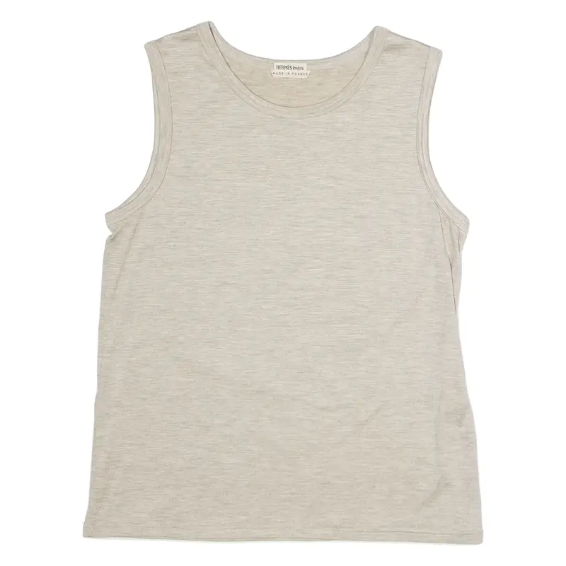 HERMES Womens Vest Grey Sleeveless Crew Neck Silk UK 12