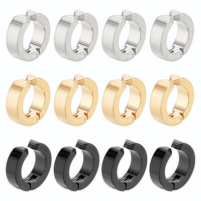 6 Pairs 3 Colors Ion Plating(IP) 304 Stainless Steel Cuff Earrings