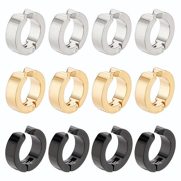 6 Pairs 3 Colors Ion Plating(IP) 304 Stainless Steel Cuff Earrings