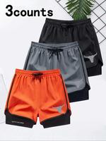 Men's Regular Fit Bull Head Print Gym Shorts, Breathable Quick Drying Shorts, Casual Comfy Shorts for Outdoor Beach Workout, ...