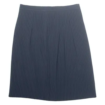 MAX MARA Womens Straight Skirt Blue Knee Length Wool Pinstripe UK 4