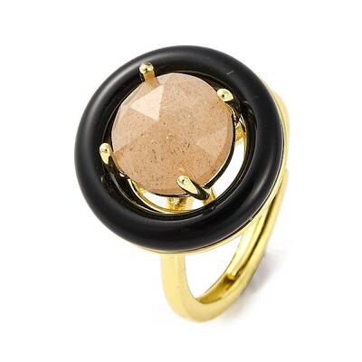 Rack Plating Round Brass Enamel Adjustable Rings