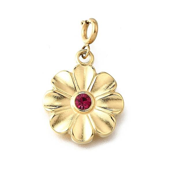 Flower 304 Stainless Steel Rhinestone Pendant Decorations