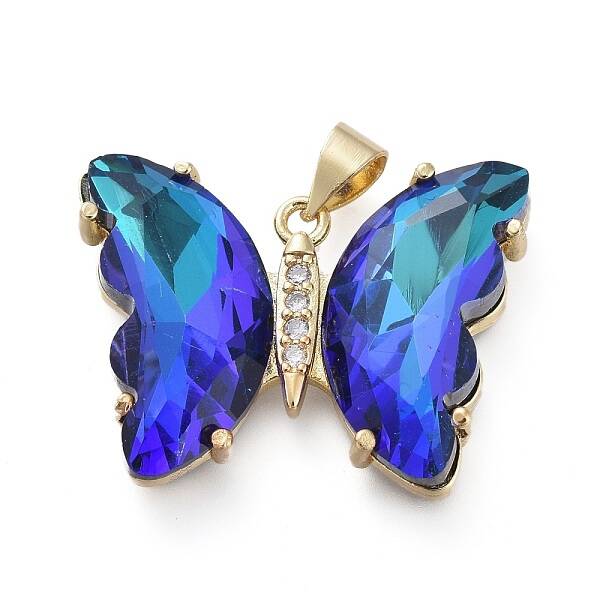Brass Micro Pave Clear Cubic Zirconia Pendants