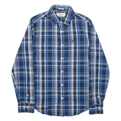 PENGUIN Heritage Slim Fit Mens Shirt Blue Check Long Sleeve S