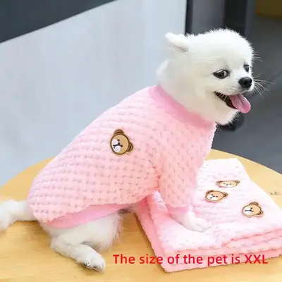 Bear Embroidered Pet Sweater, Dog & Cat Coat, Warm Cute Pet Clothes For Winter