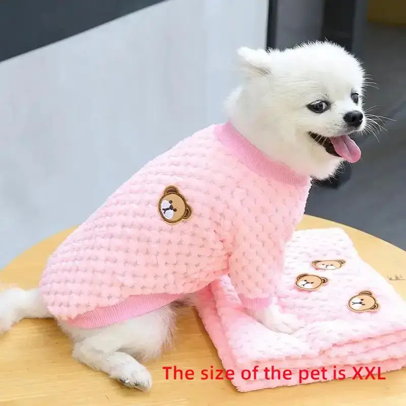 Bear Embroidered Pet Sweater, Dog & Cat Coat, Warm Cute Pet Clothes For Winter